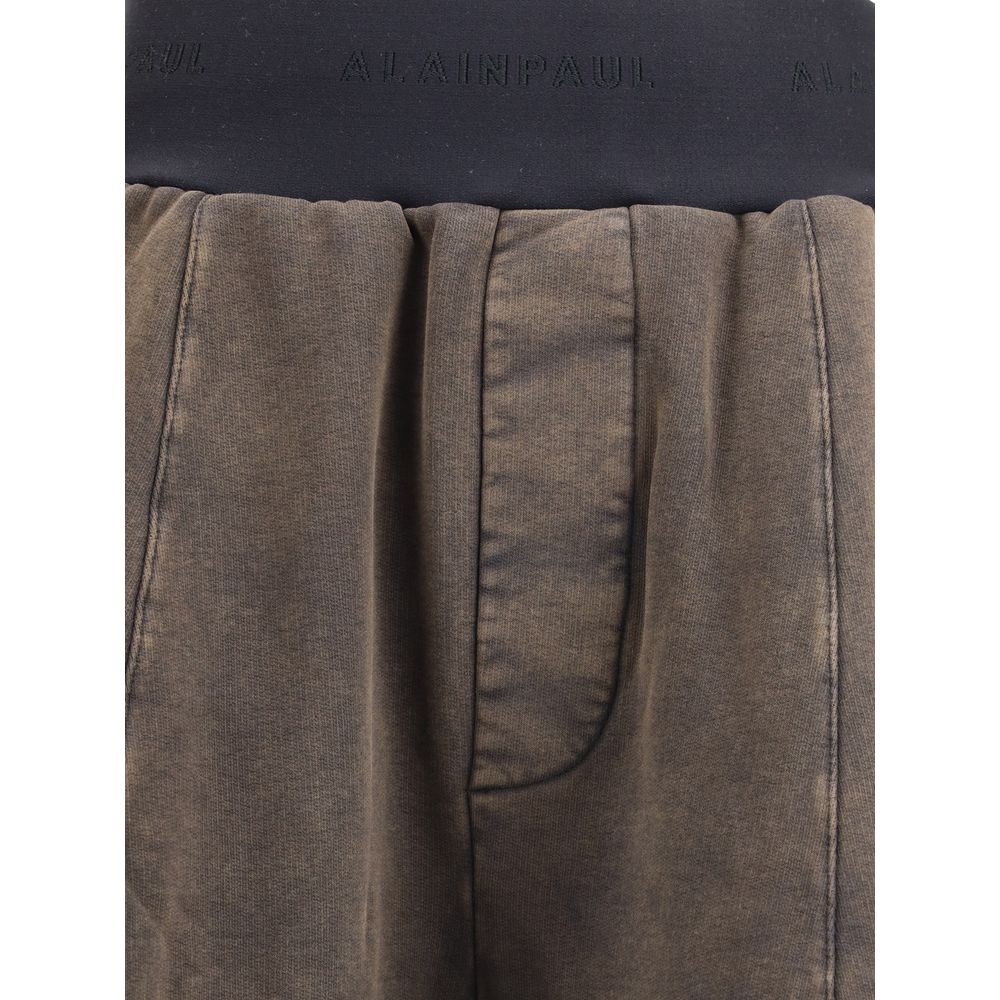ALAINPAUL Brown Cotton Casual Pants