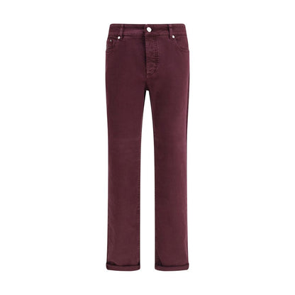 Brunello Cucinelli Purple Cotton Slim Fit Jeans
