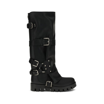 Dolce & Gabbana Black Calf Leather Bos Taurus Lace-Up Boots