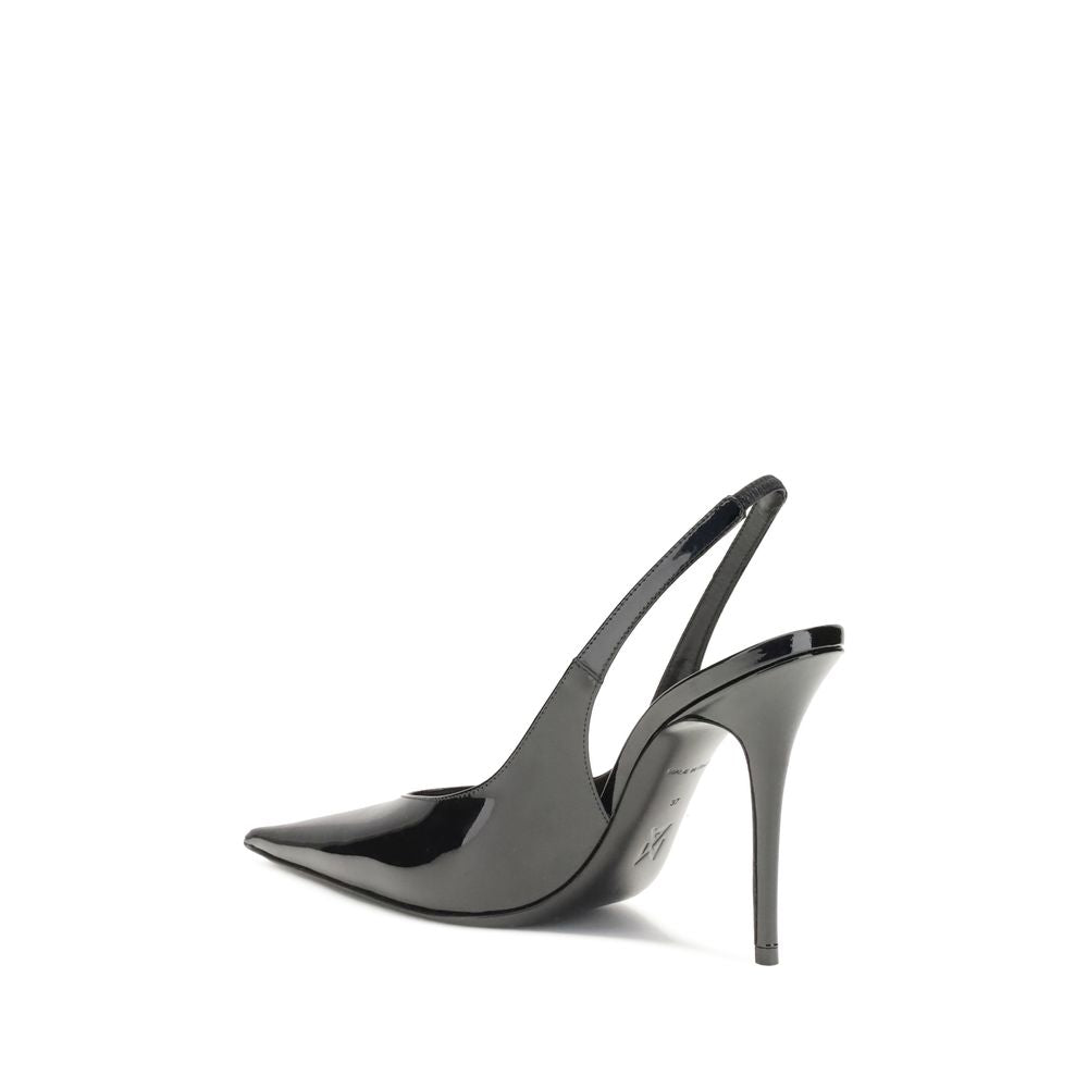 Amina Muaddi Black Leather Pumps