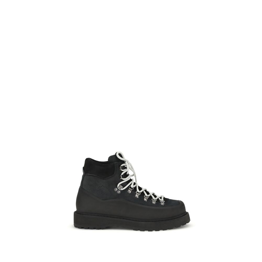Diemme Black Calf Leather Bos Taurus Lace-Up Boots
