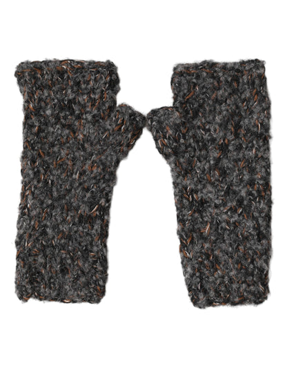Dolce & Gabbana Gray Virgin Wool Knitted Fingerless Men Gloves