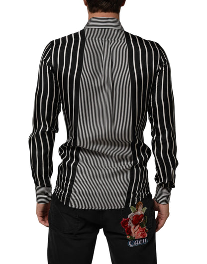 Dolce & Gabbana Black White Stripes Men MARTINI Dress Shirt
