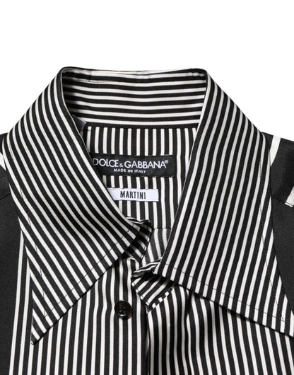Dolce & Gabbana Black White Stripes Men MARTINI Dress Shirt