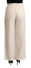 Jucca Off White Cotton High Waist Straight Women Trouser