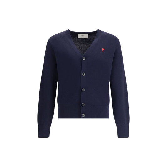 Ami Paris Blue Merino Wool Cardigan