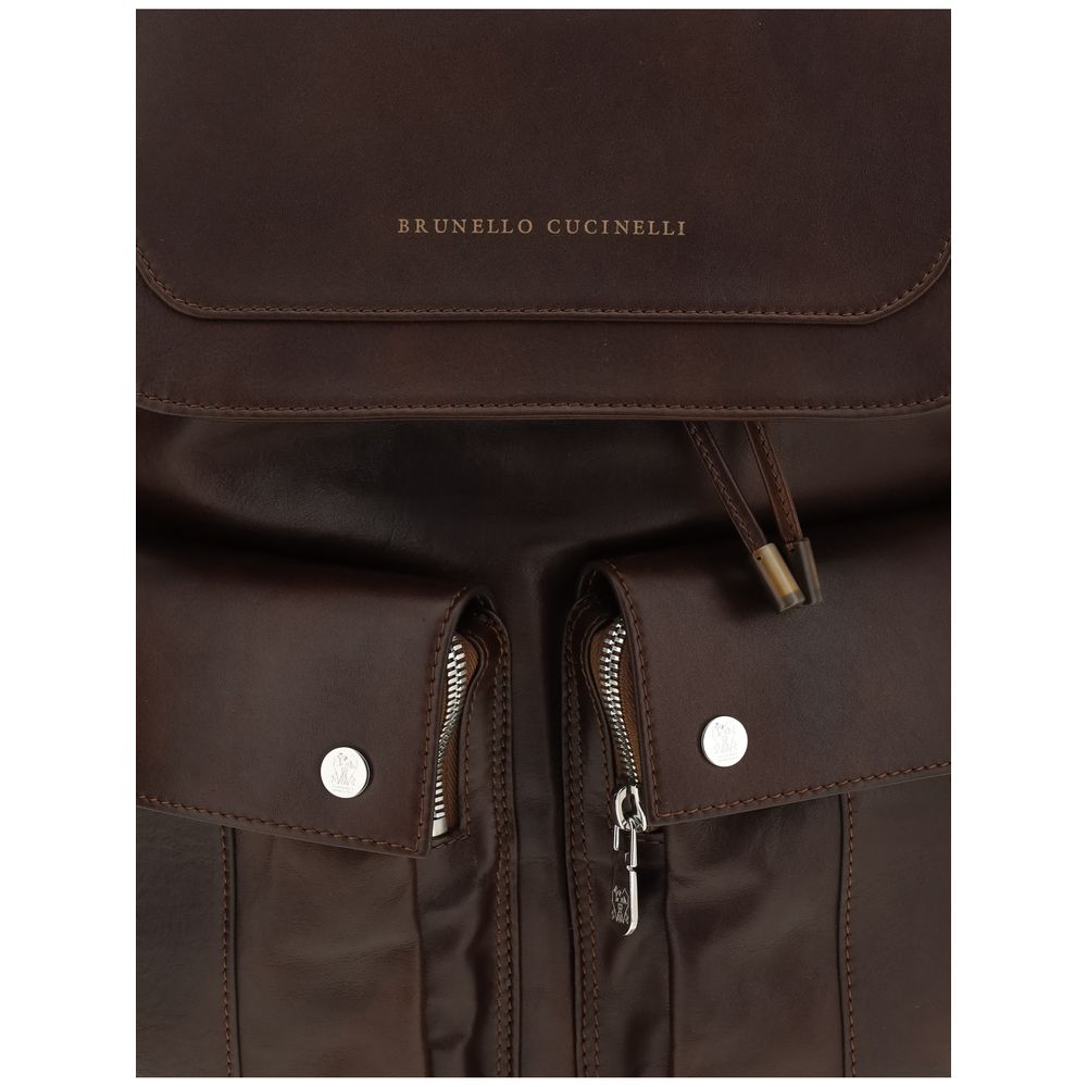Brunello Cucinelli Brown Calf Leather Bos Taurus Backpack