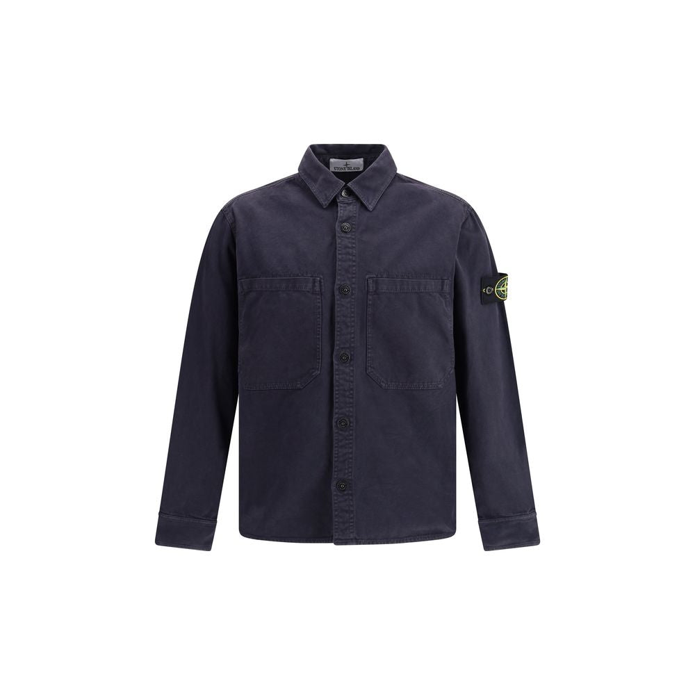 Stone Island Blue Cotton Dress Shirt