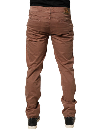 Barba Napoli Brown Mid Waist Skinny Fit Denim Men Trouser Jeans