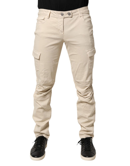 Scervino Street Beige Skinny Fit Mid Waist Men Denim Jeans