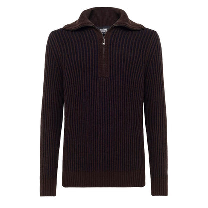 Alpha Studio Brown Wool Sweater