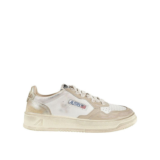 Autry Beige Leather Athletic Sneakers