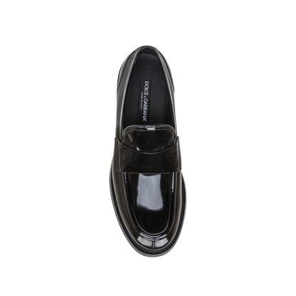 Dolce & Gabbana Black Calfskin Slip-On Loafers