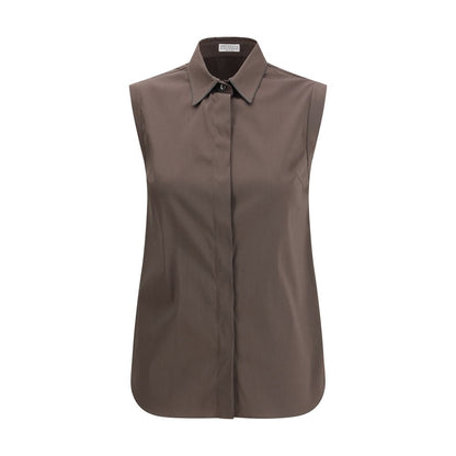 Brunello Cucinelli Brown Cotton Shirt
