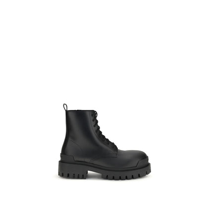 Balenciaga Black Calf Leather Bos Taurus Lace-Up Boots