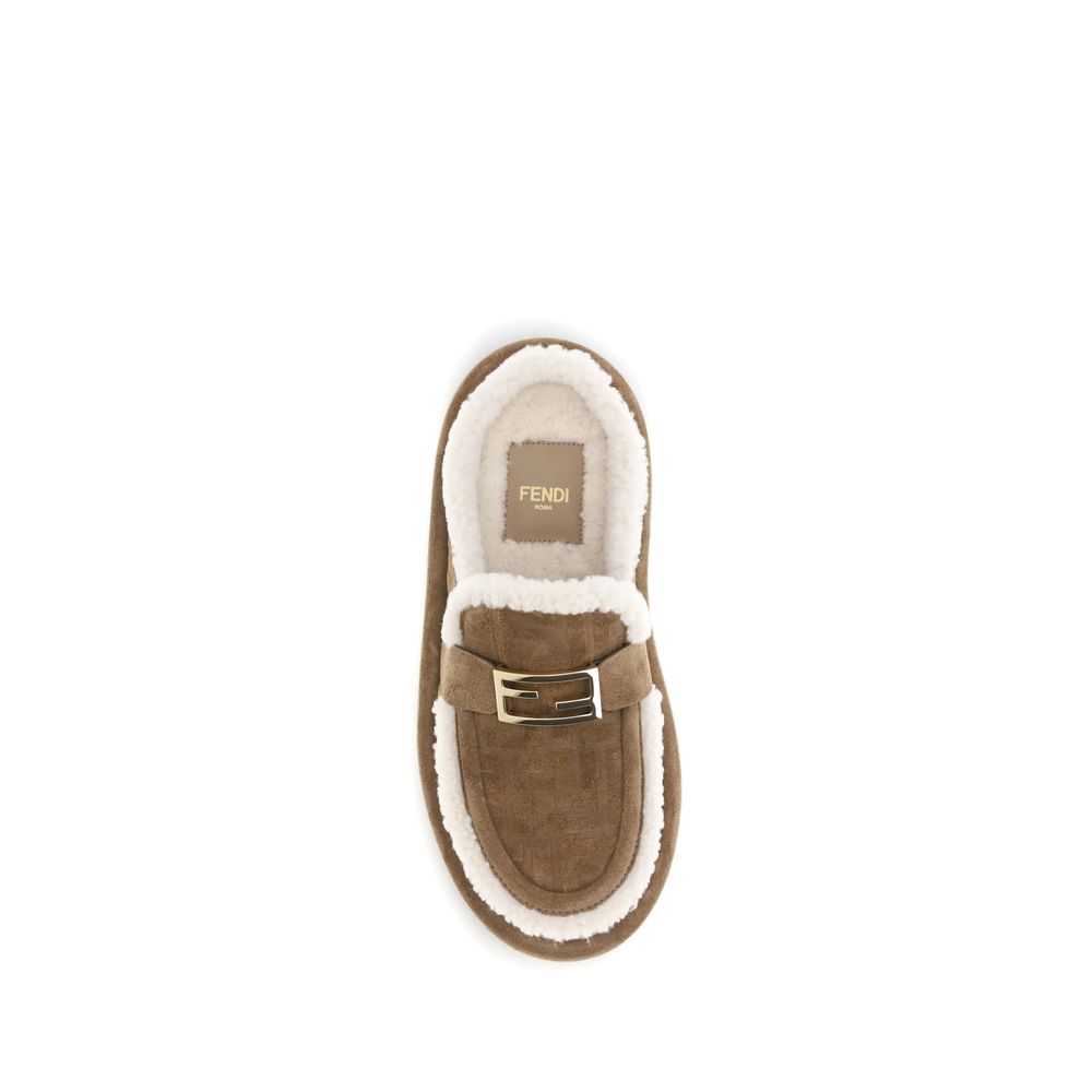Fendi Beige Leather Mules