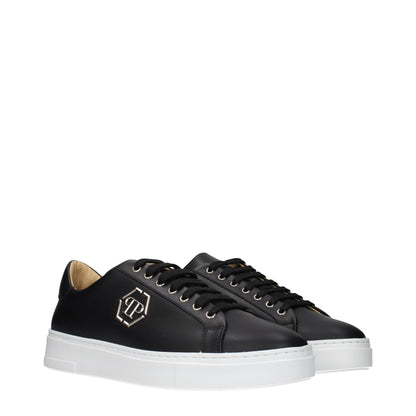 Philipp Plein Black Leather Low Top Sneakers