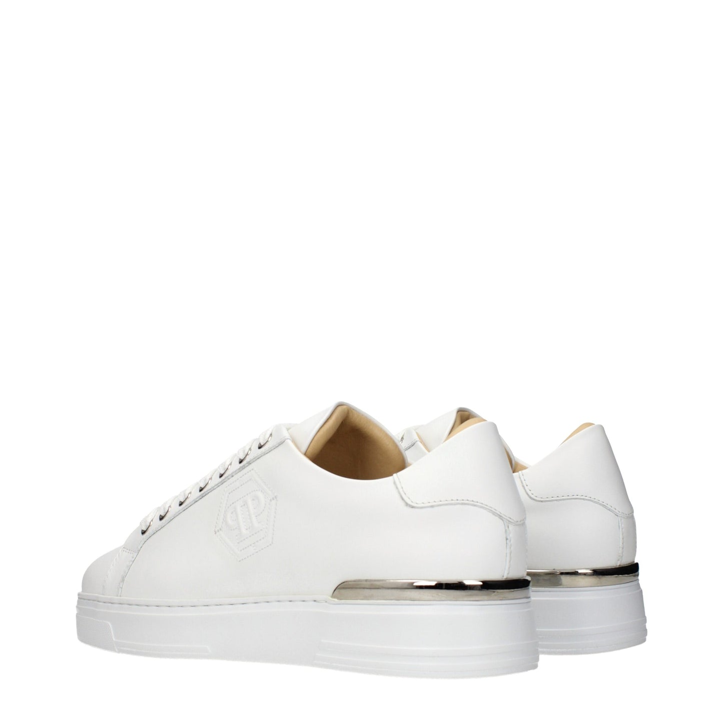 Philipp Plein White Leather Low Top Sneakers
