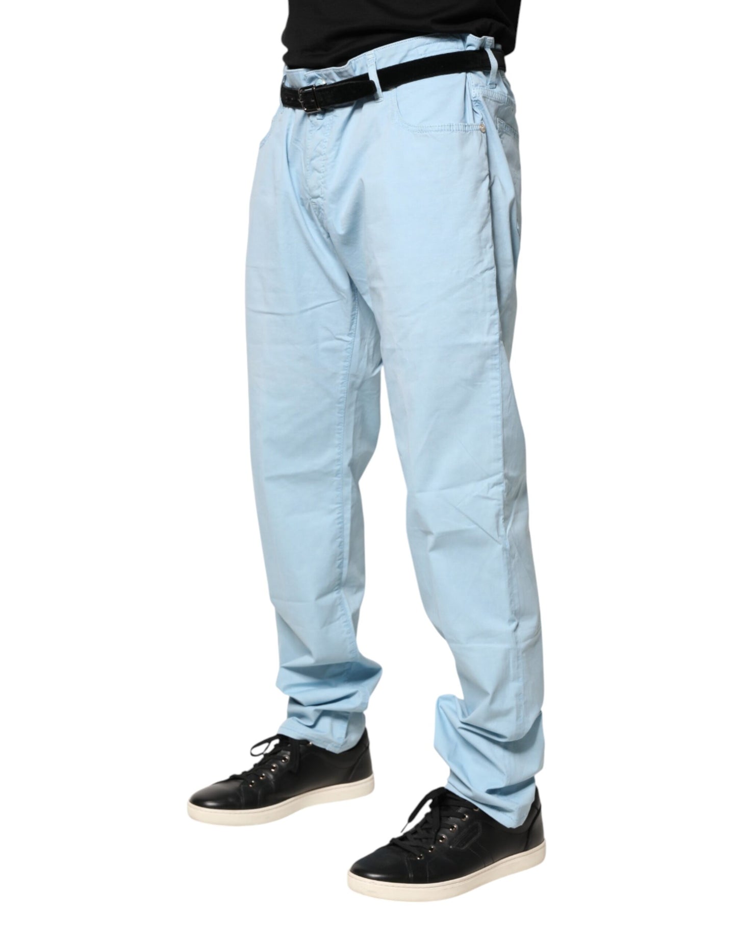 Jacob Cohen Light Blue Cotton Straight Fit Men Denim Jeans