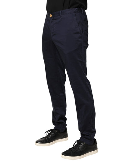 Domenico Tagliente Navy Blue Skinny Chino Mid Waist Men Pants