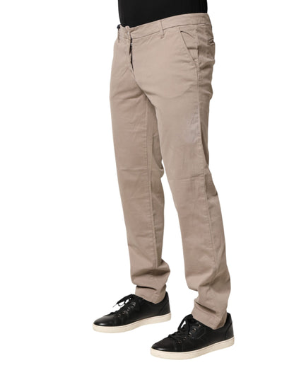 U.S. POLO ASSN. Beige Cotton Stretch Straight Mid Waist Trouser Pants