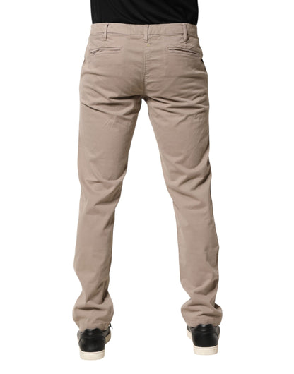 U.S. POLO ASSN. Beige Cotton Stretch Straight Mid Waist Trouser Pants