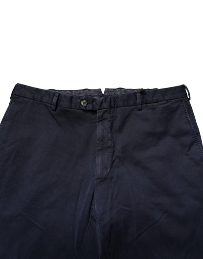 Santaniello Dark Blue Mid Waist Skinny Chino Trouser Pants