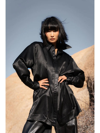 Forever My Muse Silk Shirt Dress WHITE