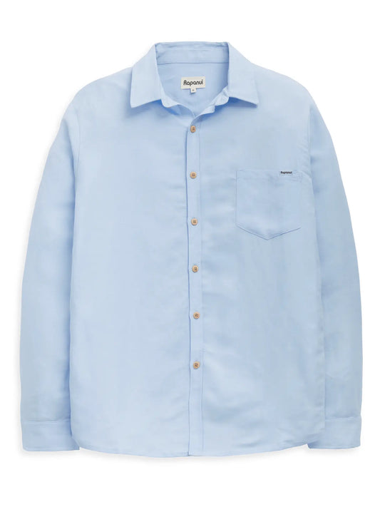 Men's Linen Shirt  Azure  Oatmeal